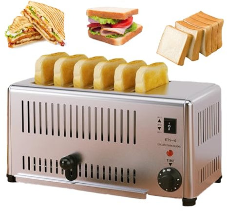 pealiritansemen Tostadora Pequeña De Doble Cara, con Bandeja para Migas Extraíble, Selector De Ranuras De Calor, Ajuste De Tiempo De 1 A 5 Minutos, para Cocinas De Restaurantes Y Panaderías