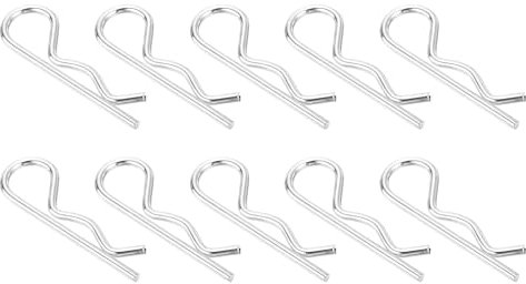 sourcing map 10Pcs 5mmx100mm Zinc-Plated Carbon Steel R Shaped Spring Cotter Pins, R Clips Cotter Pin Spring Fastener for Household Appliances, Sports Equipment, Car Mechanics Repair (White)