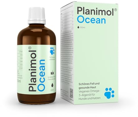 PLANIMOL Ocean – Omega 3 Algenöl für Hunde – Fischöl Alternative | Fischöl Alternative | Omega 3 Algenöl | Vegan | 100 ml