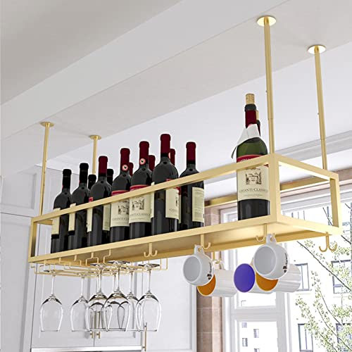 JYHHGDS Support à Verres à vin en métal Vintage, Support à vin Mural, étagère sous-évier, étagère de Rangement et d'organisation de Cuisine de Restaurant Taille : 120x25cm47x10inch