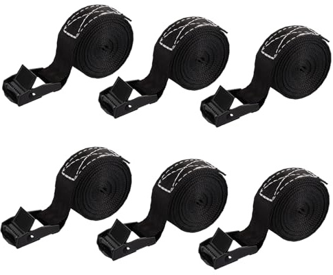 ASelected 6 PCS Lashing strap Lashing strap 25 MM x 2 M Adjustable lashing strap with clamp lock Lashing straps for bicycles motorbikes vans cargo trailers kayaks and luggage