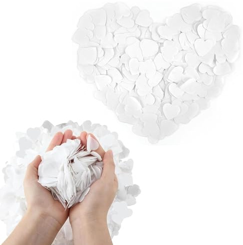 9000 Stück Biologisch Abbaubares Konfetti,Herzen Deko Confetti,Streudeko Geburtstag,Hochzeitskonfetti,Tischkonfetti,Weißes Herzkonfetti für Hochzeiten,Dekorationen und Feiern (1 Zoll)