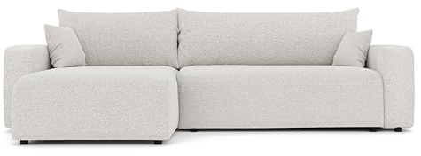 Ecksofa XL mit Schlaffunktion und Bettkasten 278 x 145 cm Beige | 278 x 145 cm, Kiefernholz und MDF, Hoher Sitzkomfort, Wohnen und Schlafen, Integrierter Bettkasten