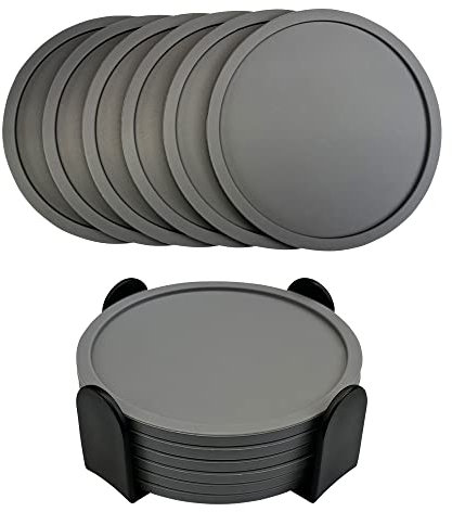 6 Pezzi Sottobicchieri in silicone, Tazza Sottobicchieri per bevande, Cuscino di vetro resistente al calore, Sottobicchieri da caffè per tavolo, scrivania, cucina, ufficio (Grey)