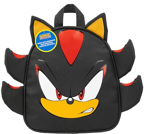 Sonic The Hedgehog Kleiner Rucksack Kinder Shadow Knuckles Tails Gamer Kindergarten Tasche für Kita Vorschule Freizeit (Schwarz Shadow)