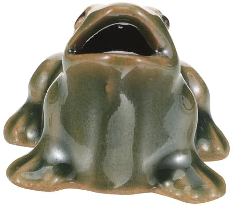 VANZACK Grenouille Ornement en CéRamique - Fontaine d'eau Solaire pour DéCoration De Jardin Accessoire Paysager avec DéTails RéAlistes 5Cm