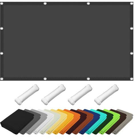 Telo Ombreggiante di Protezione Solare 100 x 540 cm Impermeabile/Antivento/Protezione UV Copertura in Tessuto Ombreggiante con Fune Tenda a Vela per Terrazza Giardino, Grigio Scuro