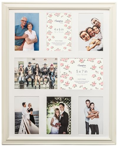 Hampton Frames HELENA Multi Aperture Eight - 6-4x6 & 2-5x7 White Picture Photo Frame Acrylic (Non-Glass) HEL8APWH