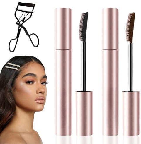 2PCS Tubing Mascara Black & Brown Duo for Lash Makeup,Volumizing & Lengthening Waterproof Masc-ara,Smudge Proof Masc-ara,False Lash Effect Mas-cara,Lengthening Masc-ara Black,Fibre Masc-ara