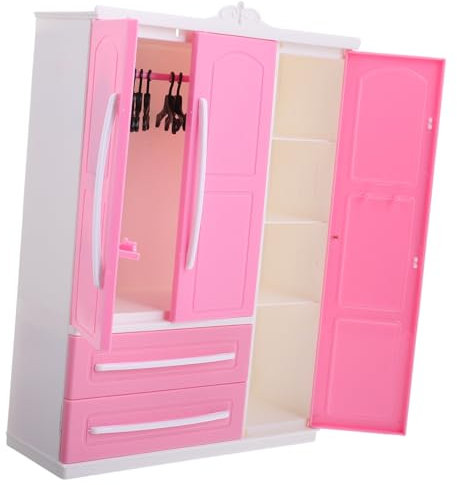 Garneck -Puppenschrank möbel Kleidungsorganisator für Puppen Küchenschränke für Puppenstuben Kleidungsorganisator-Puppe Kleiderschrank Puppenhaus Fall Plastik
