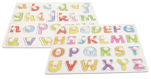 KICHOUSE 2sets Wooden Alphabet Puzzle Toy for Toddlers Letter Learning for Toddlers Creative Puzzles for Year Old