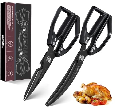Dream Reach Forbici da Cucina, Multifunzionali Trinciapollo e Forbici da Cucina per Pollo, Carne, Verdure, Pollame, Pesce Nero