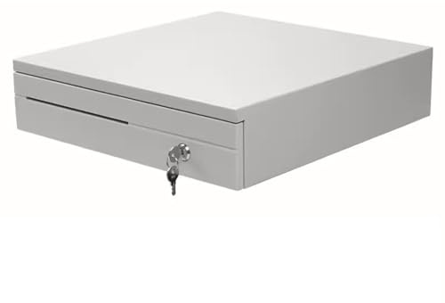 Registrierkassen Registrierkasse Geldschublade Elektronische Kassenschublade Spardose Langlebige Kassenschublade Geldkassette mit Geldfach und Schloss(Bianco)