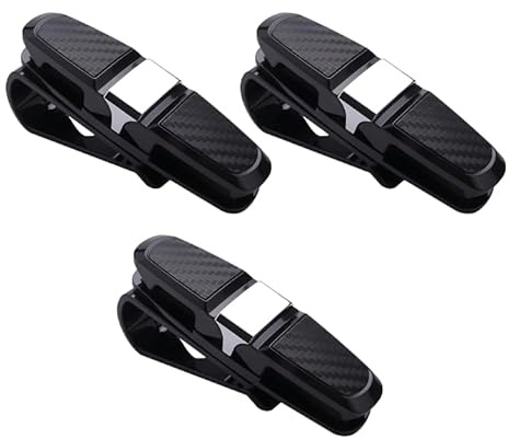 TASSFROO 3 Stück Brillenhalter für Auto, Sonnenbrillen Brillen mit Kartenkarten Clip Rotational Doppelenden Brillenhalterung Sonnenbrillenhalterung Auto Universal Auto Sonnenbrillen Clip, Schwarz