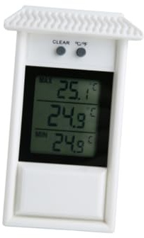 WEKADRIN Termómetro Exterior Paisaje Digital con Memoria Máxima y Mínima Pantalla Rango Colgante para Ventana o Nevera Botón Celsius Fahrenheit Color Blanco