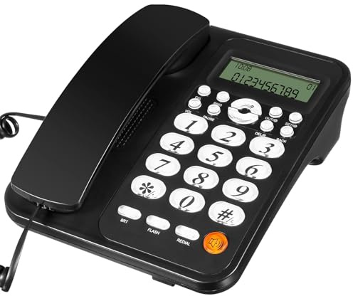 Warmhm Corded Phone with Caller Id Clear Display Wired Telephone for Seniors and Office Use Phone with Call Rejection and Forwarding Functions Stable Reliable Landline for Home and Desk