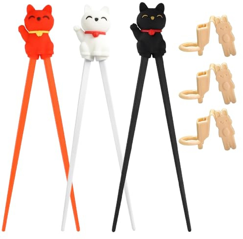 XFSRG 3 Pares de Palillos para Niños Palillos de Entrenamiento Reutilizables con Ayudantes Cute Animal Cartoon Design para Niños Bebé Principiante Adulto (Set 2)