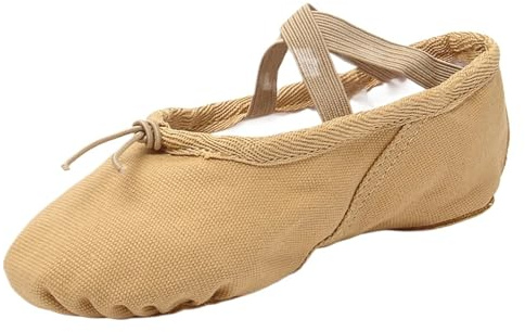 WUYXTO Balettskor för kvinnor och flickor, tofflor för, ballerinor för barn, mjuk sula canvas träningsskor för kvinnor, kastanj, 34