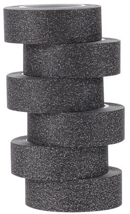 OATIPHO Schwarzes Glitzerpapier Klebeband 6 Rollen 10m Selbstgemacht Bastelband für Scrapbooking und Geschenkdekor