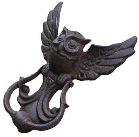 SOIMISS Türklopfer Eule aus Robustem Eisen Antiker Türgriff im Retro Stil 1 Stück für Haustüren und Gartentüren Inklusive Montagematerial