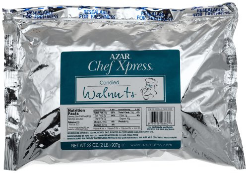 Azar Chef Xpress Nut Company Walnuts, Large Candied Pieces, 32-Ounce Resealable Bags (Pack of 3)