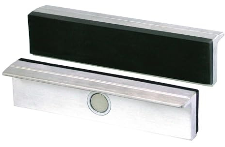 Heuer 112180 - Ganasce per morsa a vite (ganasce di protezione angolari rettilini; planparallelo; magnete speciale integrato; adatto per morsa da 180 mm; materiale: alluminio, gomma)
