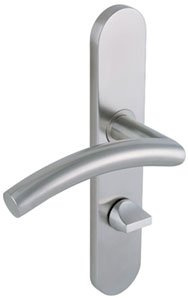 Vachette LINOX 494 Set de Poignée de Porte sur Grande Plaque - Béquille Virgule - Version Clé I pour Porte d’Entrée, Cave, Bureau, Garage - Entraxe 195 mm - Pose Facile - Acier Inoxidable