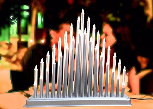 Silver 33 Light Candle Bridge Arch Christmas Xmas Window Table Decoration