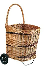 Carrello a legno in vimini Buff su ruote