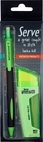 SERVE Double Radierer 0,7 Minenröhrchen und Radiergummi, kreativer Druckbleistift 0,7 mm, in Geschenkpackung (Grün/Apfelgrün)