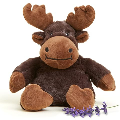 warmies Junior Microwavable & Weighted Stuffed Animals, Moose - Heated Stuffed Animal Plushie for Warmth & Comfort - Cute Soft Plush Toys for Adults & Children (Boys, Girls, Babies & Toddlers)