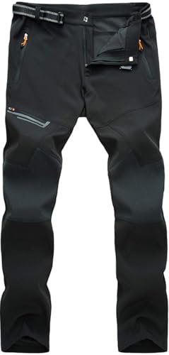 TACVASEN Men's Waterproof Trousers Lightweight Hiking Trousers Black 36