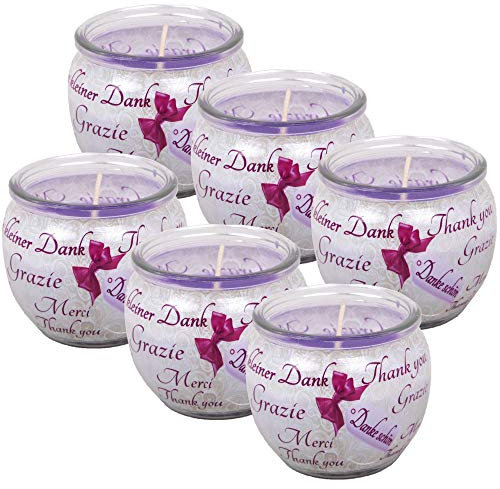 HS Candle Duftkerzen Sprüche 6er Pack im Glas, lange Brenndauer und angenehmer Duft (Danke Schön)