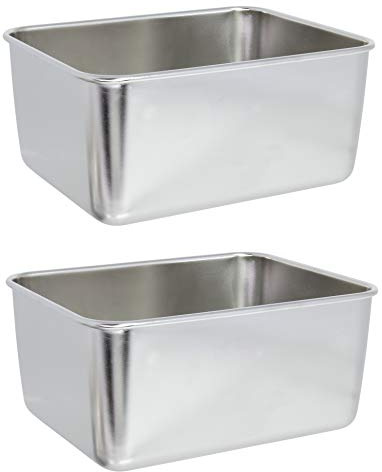 Marinax 2Stück Edelstahl Box rechteckig – 13,5x10,5x6,2cm zur Ablage u. Servierung von Lebensmittel, Saucen usw.