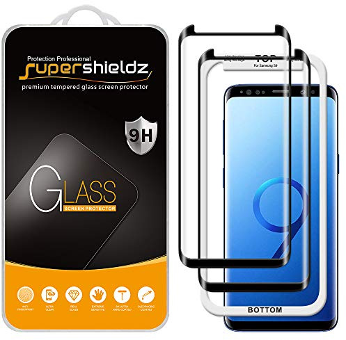 Supershieldz (2 Pack) Designed for Samsung Galaxy S9 Tempered Glass Screen Protector with (Easy Installation Tray) Anti Scratch, Bubble Free (Black)