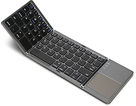 Bluetooth Faltbare Tastatur,USB-Aufladung Bluetooth 3.0 mit Touchpad kabellose Tastatur,Kabellose Keyboard. QWERTY Layout,Taschenformat-Tri-fold Design. für ios, Android, Windows