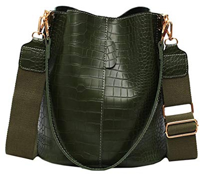 BUKESIYI Damen Tasche Umhängetasche Handtasche Frauen Klein Schultertasche Weekender Lack PU Leder DE77245 Grün