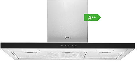 Midea HW 7.92 Dunstabzugshaube 90cm Wandhauben mit Gestensteuerung, 640m³/h Luftstrom, Edelstahl mit Glas,4 Stufen, waschbarem Netzfettfilter, Aktivkohlefilter, 2 LED-Leuchten