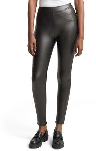 TOM TAILOR Denim Damen Leggings in Fake-Leder-Optik 14482 - Deep Black XL