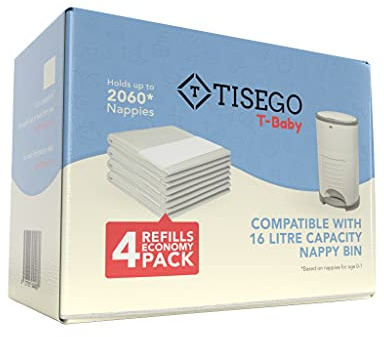 Refillpåsar kompatibla med blöjhinkarna Korbell 16 l och Litter Champ, ekonomipaket med 4 refillpåsar | insatser till blöjhinkar