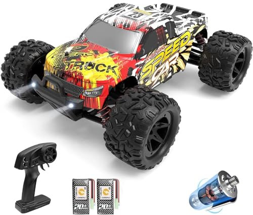DEERC RC Cars High Speed Remote Control Car for Adults Kids 30+MPH, 1:18 Scales 4WD Off Road RC Monster Truck,Fast 2.4GHz All Terrains Toy Trucks Gifts for Boys,2 Batteries for 40Min Play