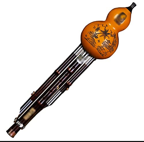 Hulusi Holzblasinstrumente Flöte Musikinstrument Leistungstyp Anfänger-Kürbis Flötenblasinstrument Mit Chinesischem Knoten Und Box Musik Auf Der Flöte Blasinstrumente (Color : Brown, Size : B Flat)