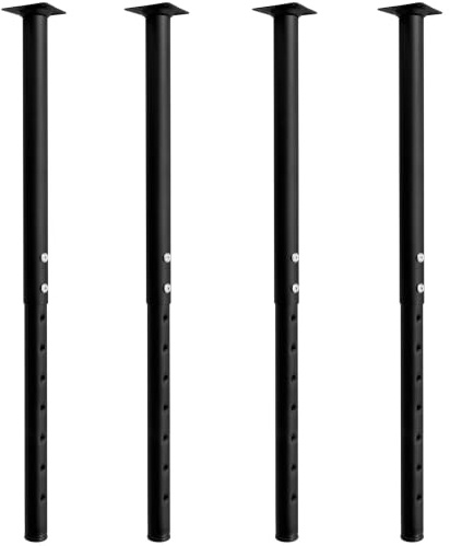 Jahof Gambe Regolabili per Tavolo, 55-90 cm, Gambe per Mobili in Metallo, Ø42/38 mm, Piedini per Tavolini, Scrivania, Camper, Bancone da Bar, Kit di 4 (Nero)