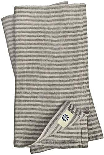 Linen & Cotton Luxus 4 x Stoffservietten/Servietten Stoff/Leinenservietten Streifen Bjorn Landhausstil Vintage Shabby - 100% Leinen, Schwarz/Beige/Natur (47 x 47cm) Home Küche Dekoration Esstisch