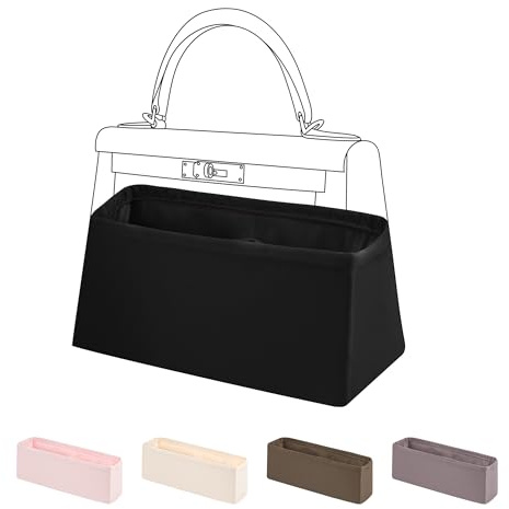 DGAZ Seiden Handtaschen Organizer für Kelly 35, Tasche in Tasche, Schwarz | Innentasche, Weiches Satinfutter, Passform, Optimaler Schutz, Leicht