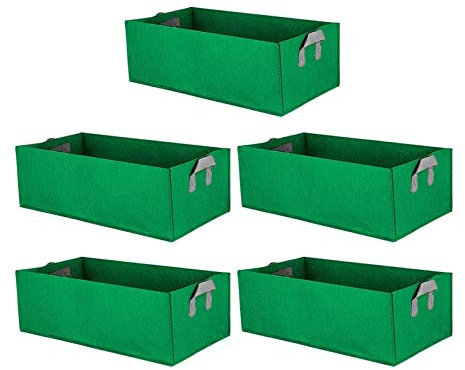 Pflanzen Tasche 5 Packung angehobener Gartenbett Grow Back Gemüse Pflanztasche Pflanzertopf mit Griffen für Pflanzen Blumen Gemüse grün (Color : Green)