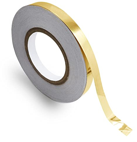 Cinta de espejo metalizada para azulejos de suelo, con líneas de lámina dorada, adhesivo autoadhesivo para costuras de azulejos, cinta de decoración impermeable para pared (1,5cm x 50m, dorado)