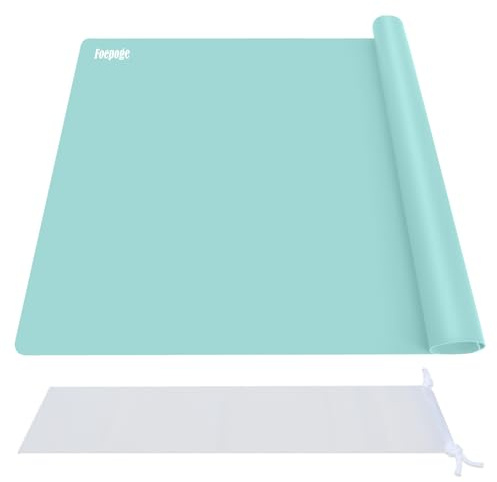 Foepoge Silikonmatte Groß 71x51 cm Bastelmatte für Epoxidharz Handwerk | Mehrzweck Arbeitsmatte Silikon Unterlage für Resin Gießharz / Schmuckherstellung , Tischset , Platzset , Tischmatte /Mintgrün