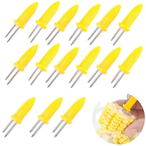 15 stücke Mais Halter Edelstahl Maiskolben Spieße Twin Prong Maiskolbenhalter Maiskolben Gabel Schaschlikspieße Grillzubehör für Maiskolben Frucht Küche für Küche Barbecue Camping Picknick