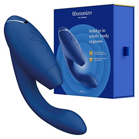 Womanizer Duo 2 Klitoris-Sauger für Frauen - Rabbit Vibrator Sextoy für Klitoris und G-Punkt Stimulation - Smart Silence - Druckwellenvibrator mit 14 Intensitätsstufen - Wasserdicht - Blaubeere
